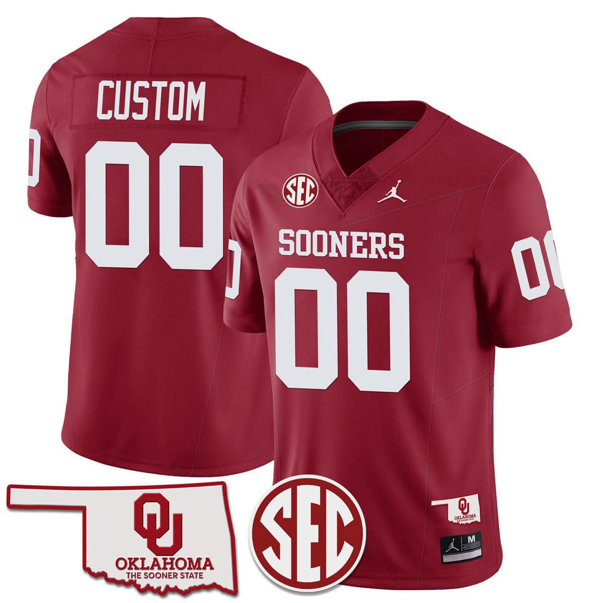 Men Oklahoma Sooners Red 2024 SEC Patch Vapor Premier Limited Custom NCAA Jersey style 1->customized ncaa jersey->Custom Jersey